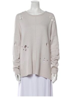 Autumn Cashmere Distressed Crewneck Sweater - Light Pink